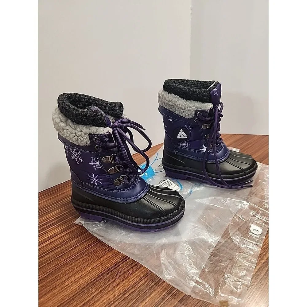 Mishansha Toddler 8 Purple Snow‎ Skiing Boots Lace Up Kids Babies Walking